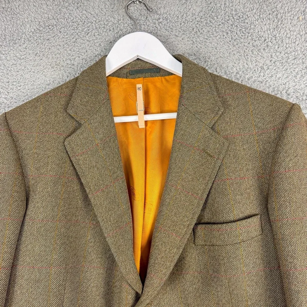 Magee Blazer Men 40 Brown Herringbone Tweed Wool Sport Coat Made Ireland Grandpa